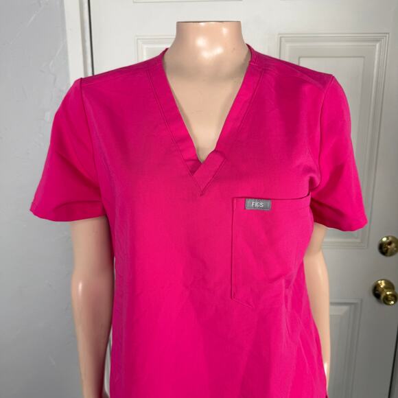 Figs Women's Scrub Top Small Shirt Short Sleeve Maternity Nurse Breast Cancer P6 - Picture 2 of 7